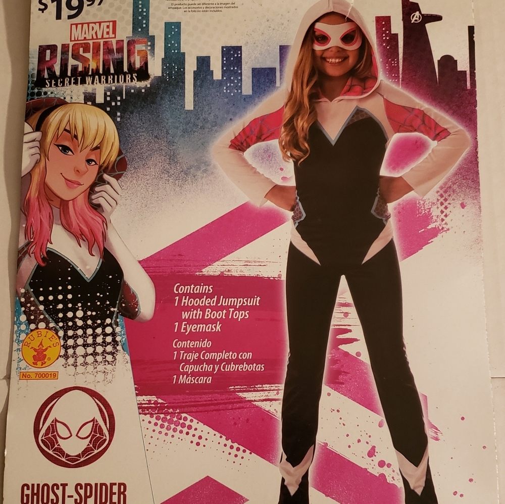 Costume: Ghost-Spider (Halloween) Size: M 8-10